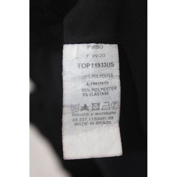 PatBO Womens Cropped Long Puff Sleeve Square Neck Blouse Black Size 4 - Picture 6 of 6